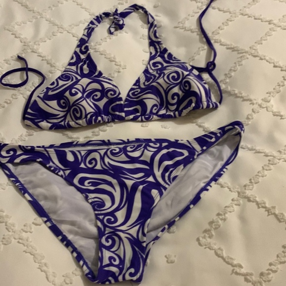 Ladies 2 pc Bikini by Hot Water Purple White sz Large/extra Large
